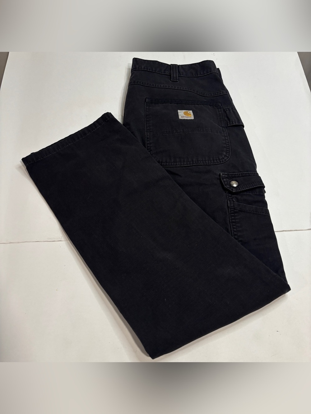 Carhartt Cargo Pants Men 34x32 Black Rugged Flex Ripstop Relaxed Fit BN5461-M